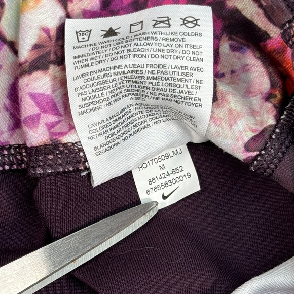 Nike Dri-Fit Power Legend Floral Leggings Womens Size M Port Wine Mesh - Picture 5 of 10